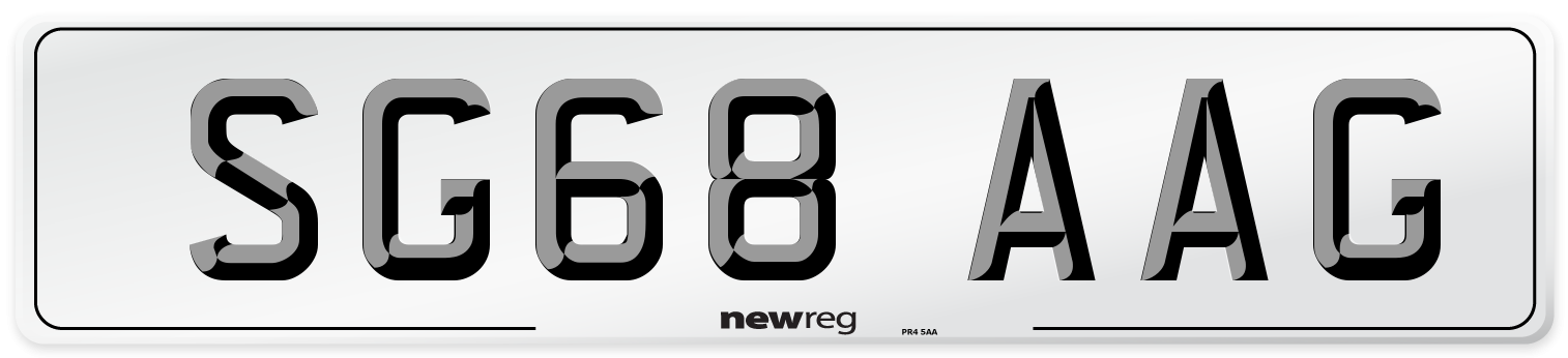 SG68 AAG Number Plate from New Reg